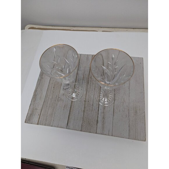 Set Of 2 Cristal D'Arques Cassandra Gold Water Tea Goblet Crystal Glasses 8 1/4" - Picture 3 of 8